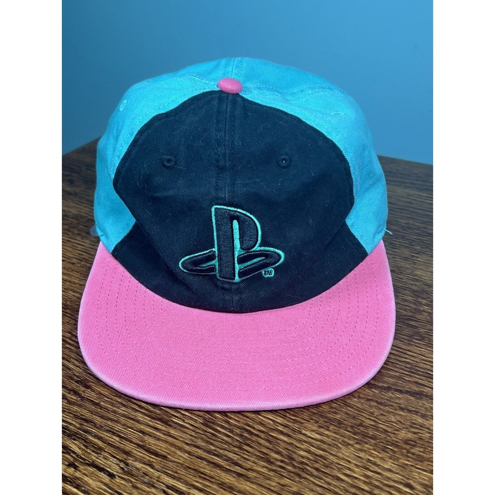 PlayStation Hat Color Block 90s Vintage Adustable Flat Bill